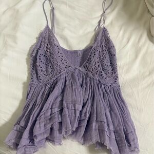 Free People Lavender flowy crochet top
